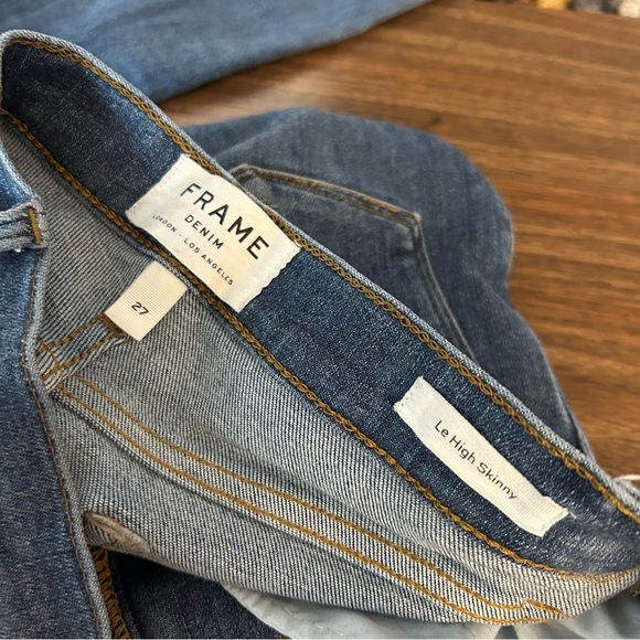 ❤️ Frame Denim Blue Skinny Jeans with Distressed Details Le High Skinny 27x28 - Picture 4 of 9
